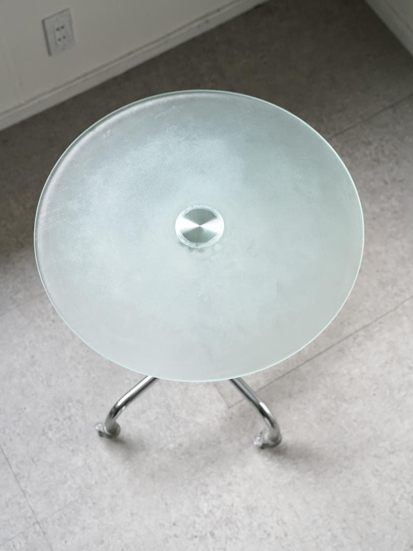 ヴィンテージ アイアン 昇降式ガラステーブル　ミッドセンチュリー モダン