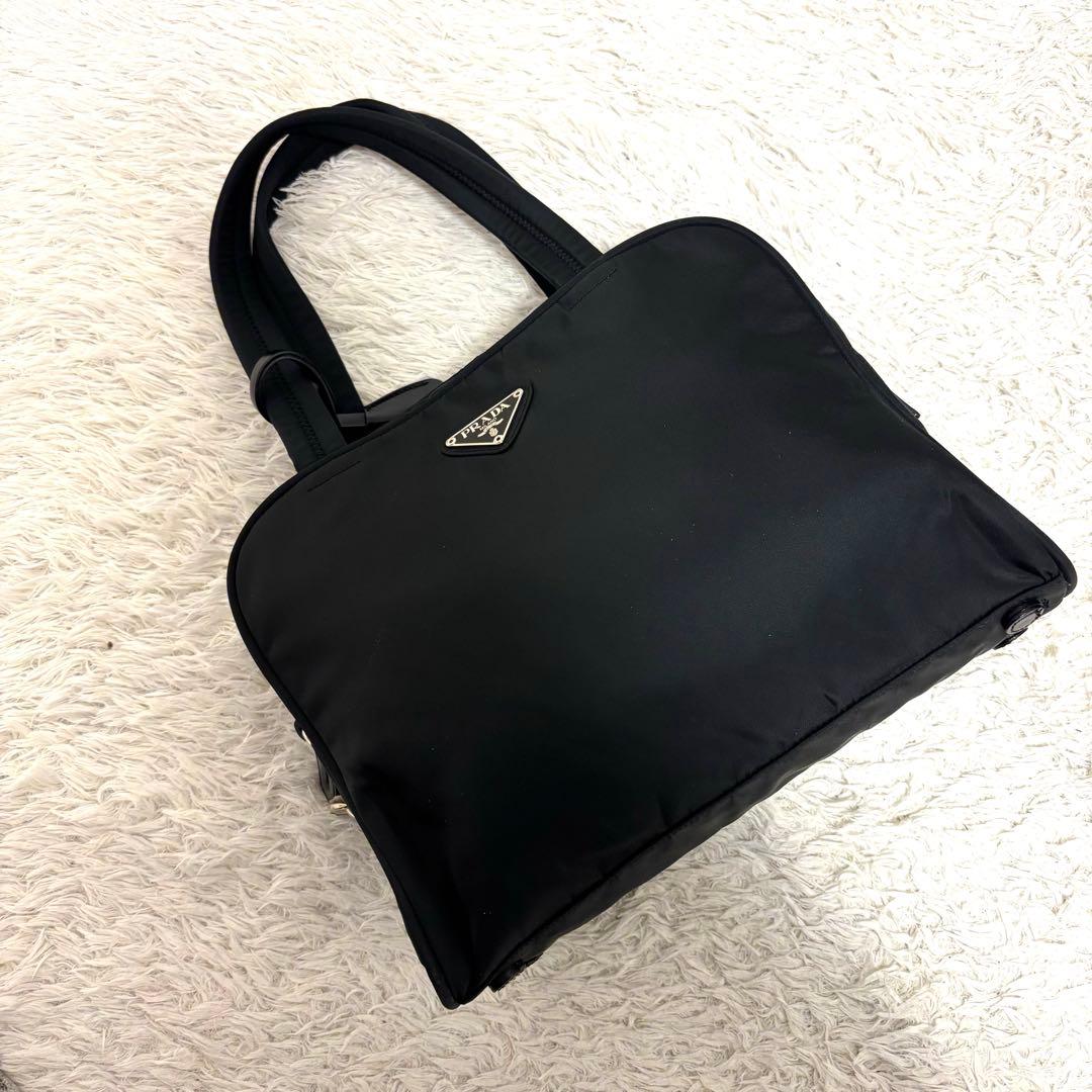 PRADA プラダ　ナイロン ハンドバッグ 三角ロゴ　ブラック　美品
