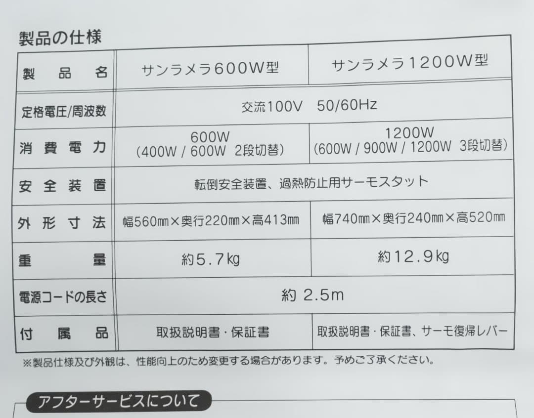 美品　サンラメラ 1200W型 遠赤外線輻射式 暖房器 ニューセラミックヒーター