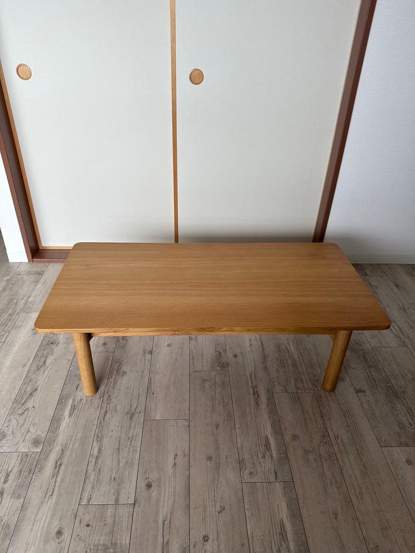 【廃盤】無印　木材ローテーブル　オーク材