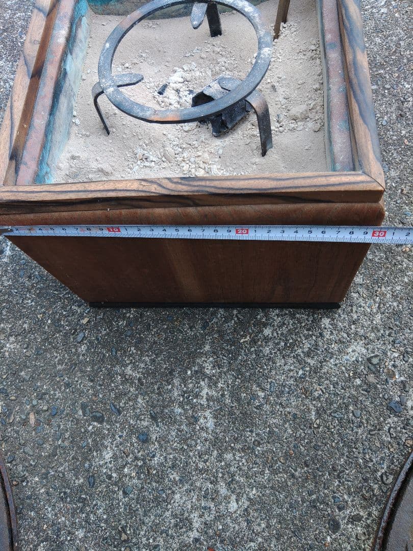 木製 火鉢 四角形 ・火箸付き　黒柿