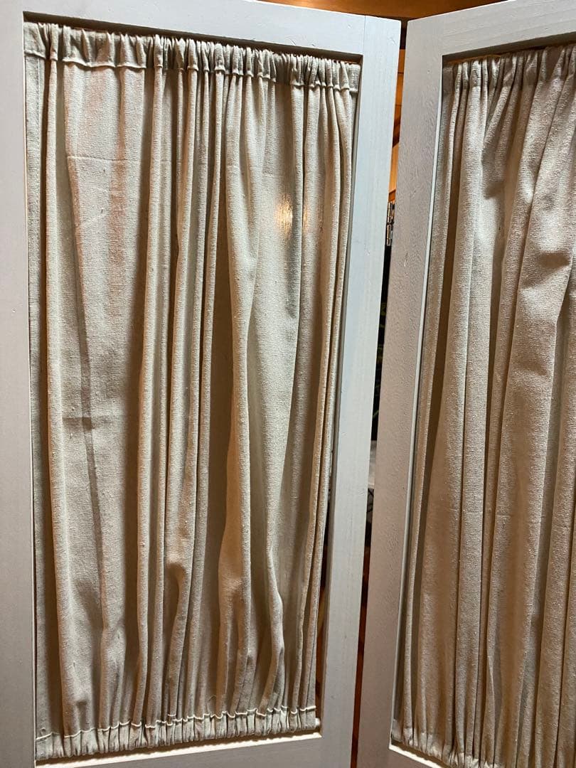 コットンリネンカーテン付き4蓮　パーテーション