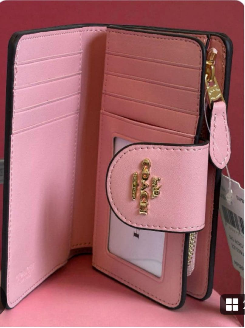 【新品】COACH 二つ折り財布 【新品】ブラウン ピンク