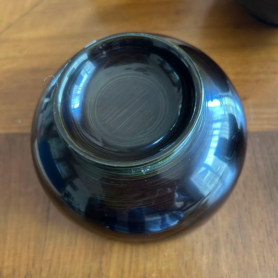 輪島塗り汁椀　黒い漆塗りの椀5個セット　桐箱入り美品