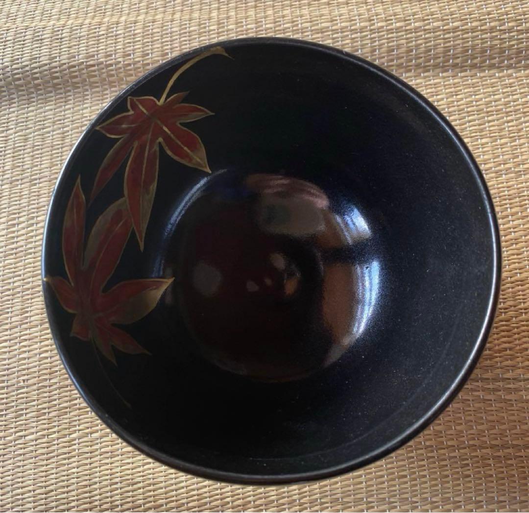 宮川香雲 紅葉黒茶碗