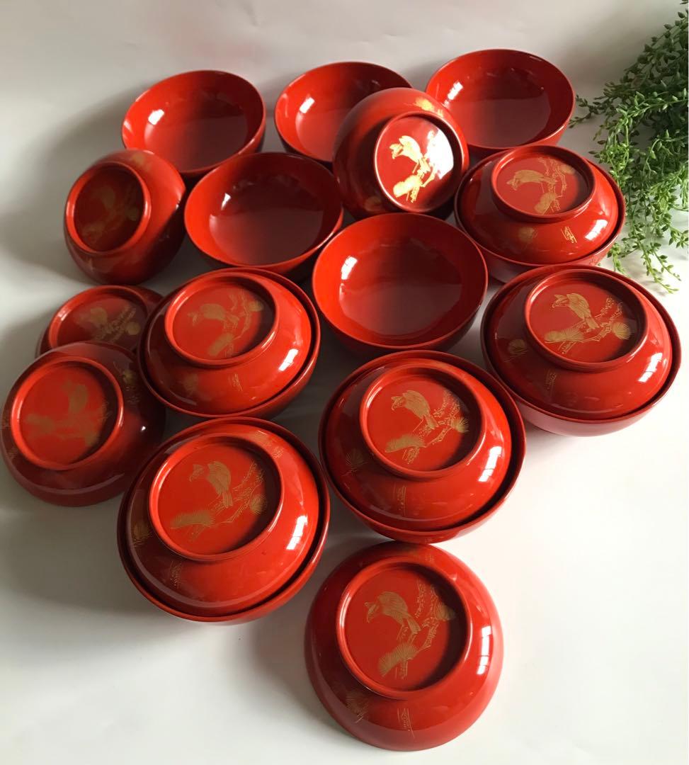 能登輪島塗 漆塗り 金蒔絵 天然木 蓋付椀 10客セット