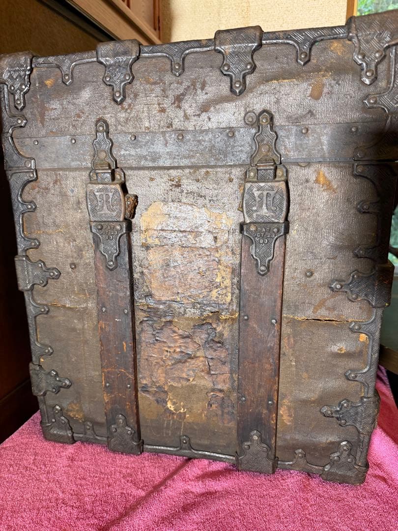 1880s EAGLE LOCK CO 米国製船旅トランク 希少140年物