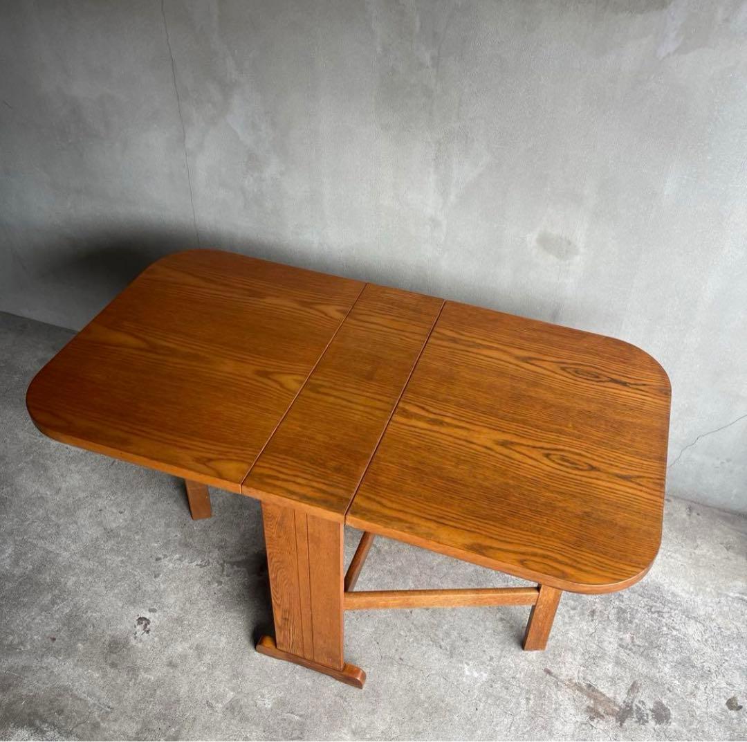 【ママりん】オールドビンテージ バタフライテーブル オーク材　無垢