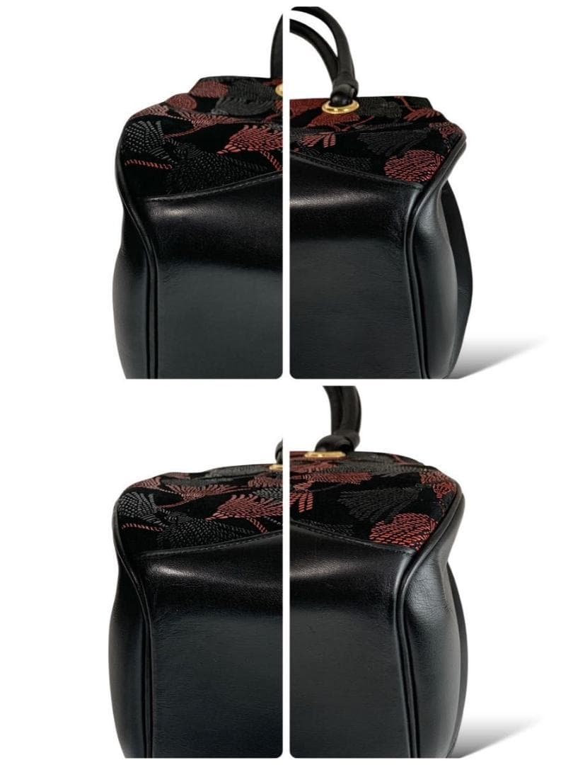 極美品 印傳屋 インデンヤ ベネッセージ ハンドバッグ レザー 房柄 タッセル