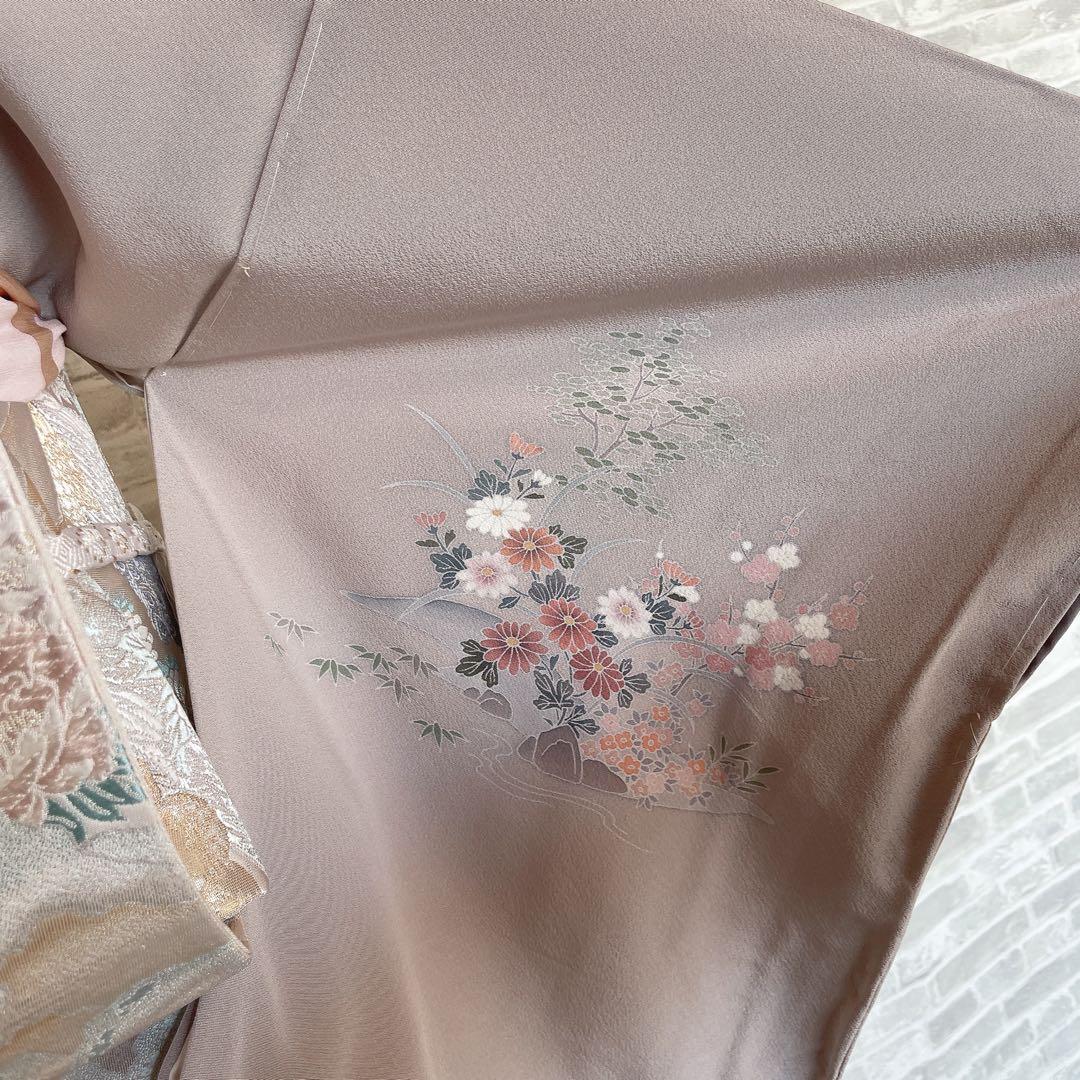 訪問着　フルセット　茶屋辻　友禅　せせらぎ　躾糸付き　着物　Q5