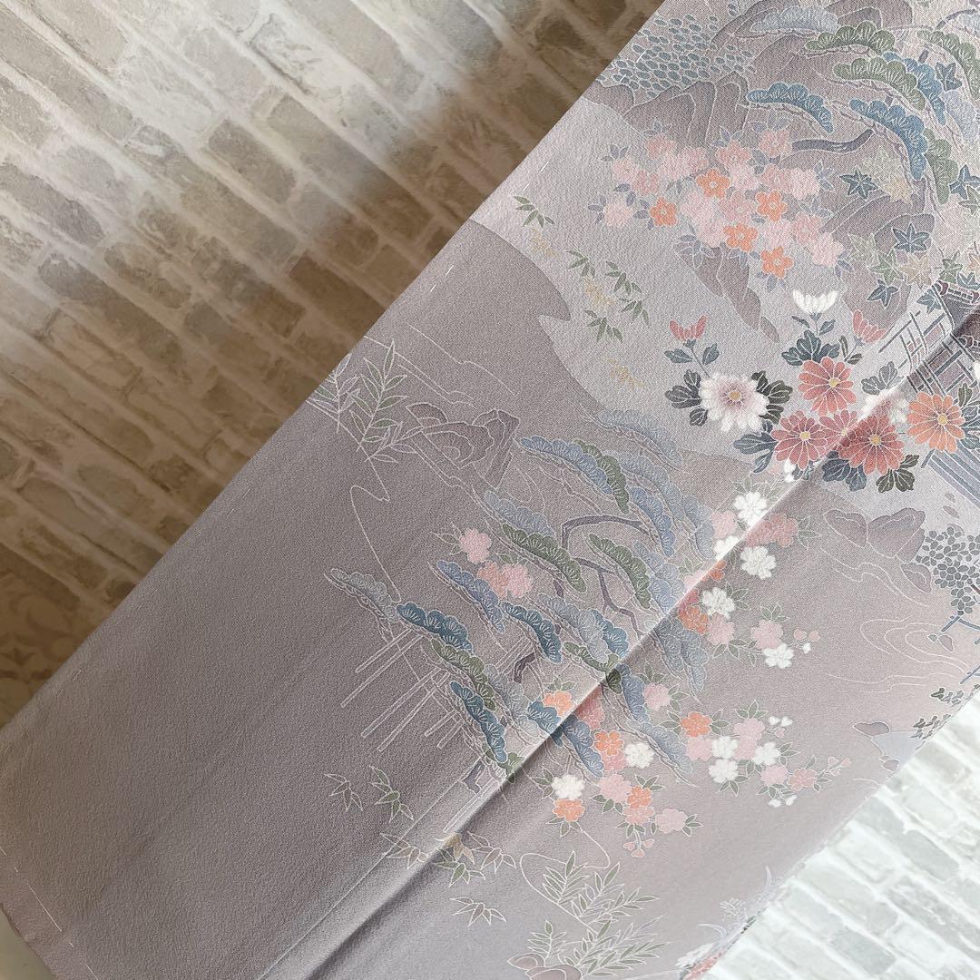 訪問着　フルセット　茶屋辻　友禅　せせらぎ　躾糸付き　着物　Q5