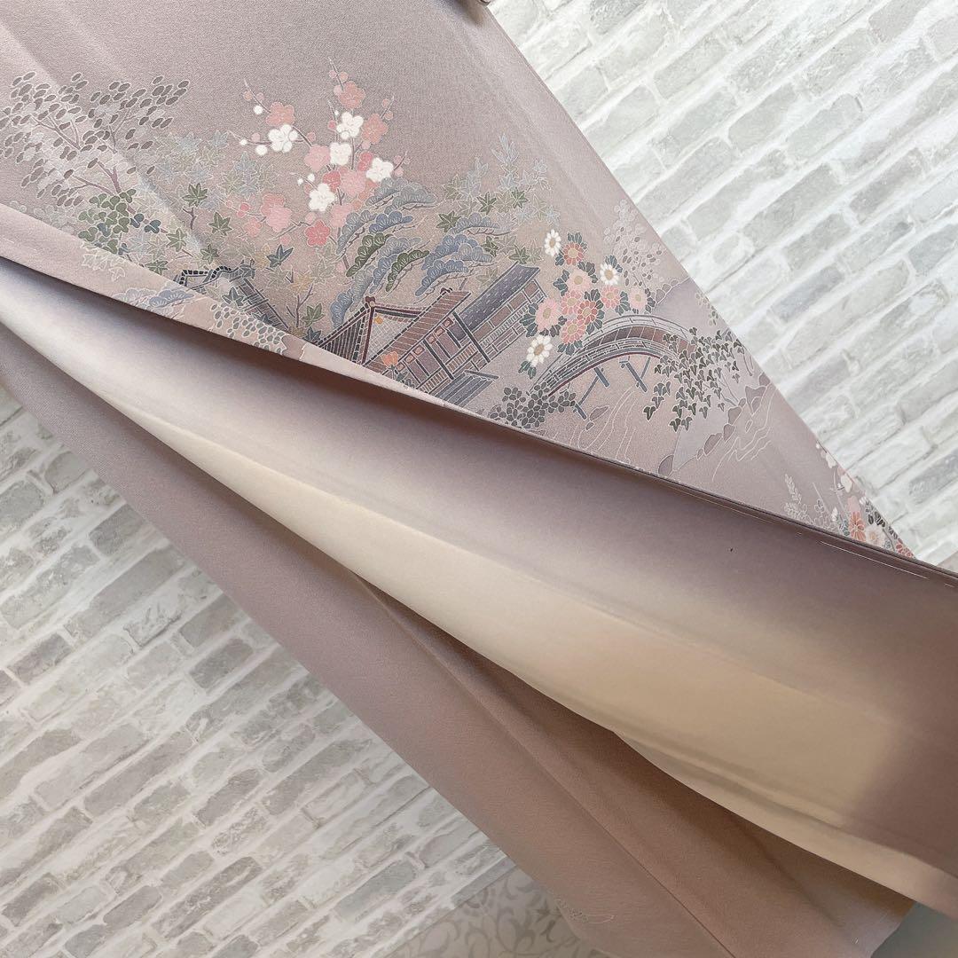 訪問着　フルセット　茶屋辻　友禅　せせらぎ　躾糸付き　着物　Q5