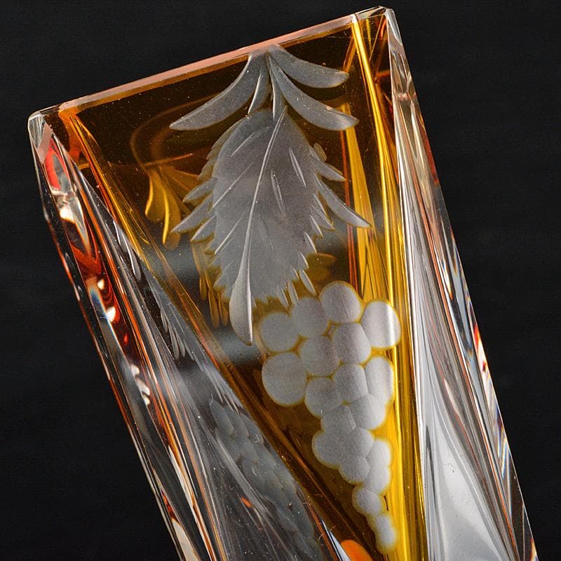 ボヘミアガラス　グラビュール　葡萄図　ショットグラス　6客　D　R6362