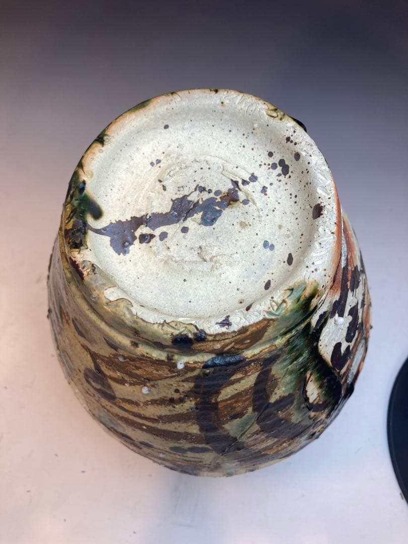 鯉江良二 作 織部オリベツボ壷花瓶 箱なし 本物保証