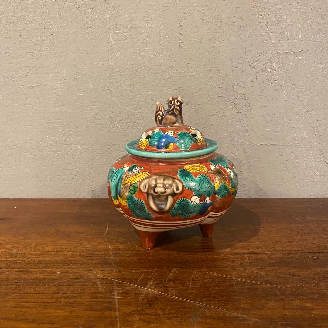 九谷焼き 九谷木米 香炉 狛犬 コレクション 骨董品 赤絵 呉須