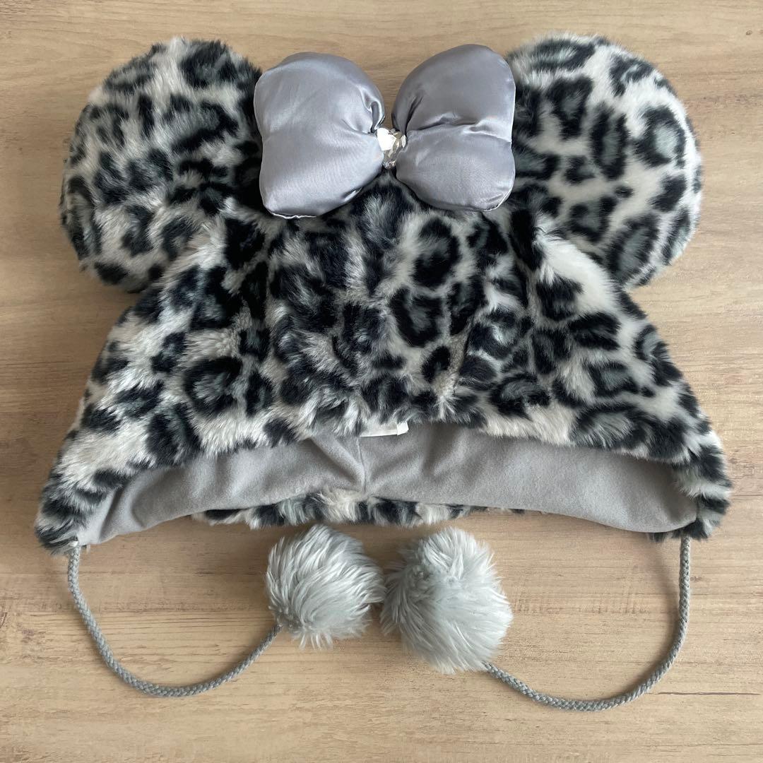 ディズニー　ミニー　ファンキャップ　ヒョウ柄　グレー　ピンク　レオパード　被り物