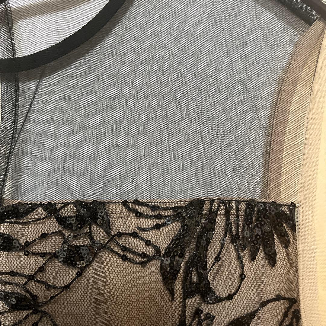 【Leja】アシンメトリーシアーフラワーワンピースドレス結婚式パーティー二次会