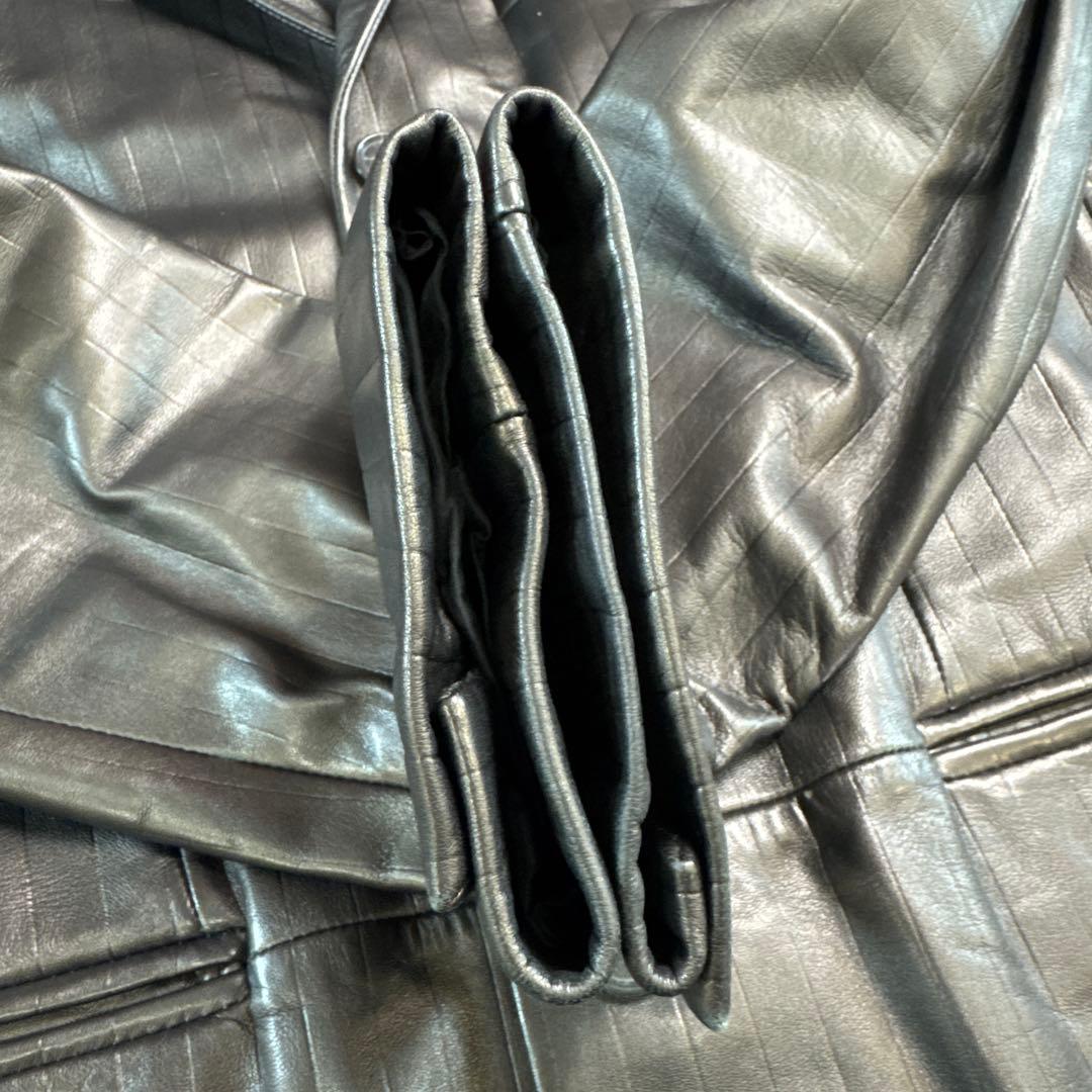 ヒューゴボス レザージャケット 羊革 ブラウン 光沢 48