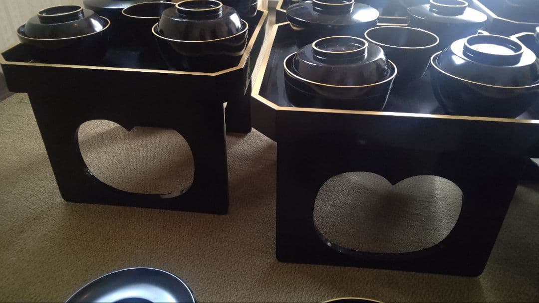 ☆お膳台5客揃い 脚付台 箱入り 旧家のもの