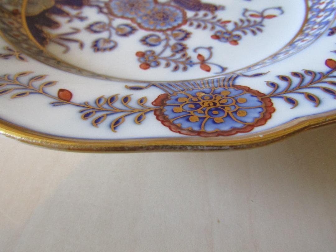 マイセン　カラーオニオン　アンティーク 花と鳥の装飾プレート　希少品