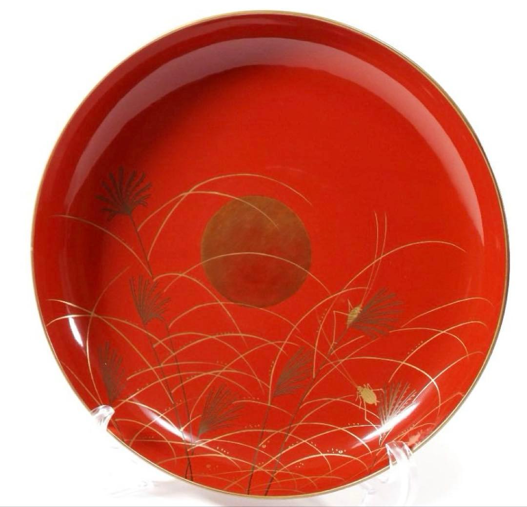 明治　朱塗　金蒔絵　漆器　木製　五ツ組　大盃 5点セット 直径約23.5cm