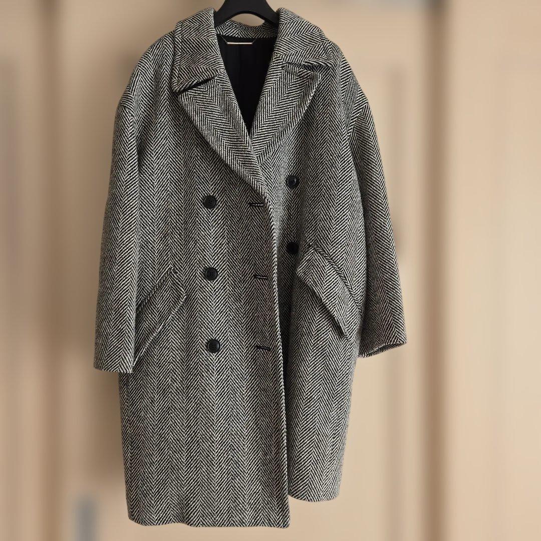 ミラオーウェン ヘリンボーン ダブルブレストコート