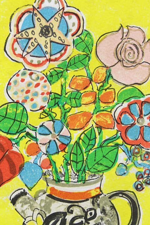 アイズピリ【黄色の背景の花瓶の花束】 リトグラフ