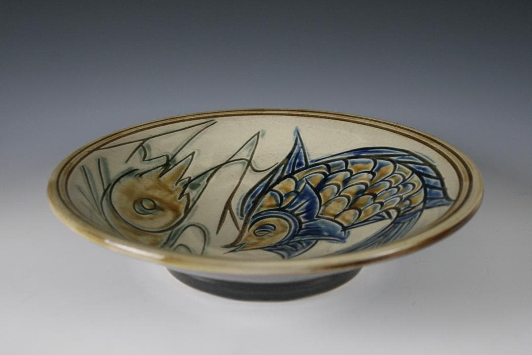 壺屋焼　金城敏幸　海老魚文尺皿(一枚焼)