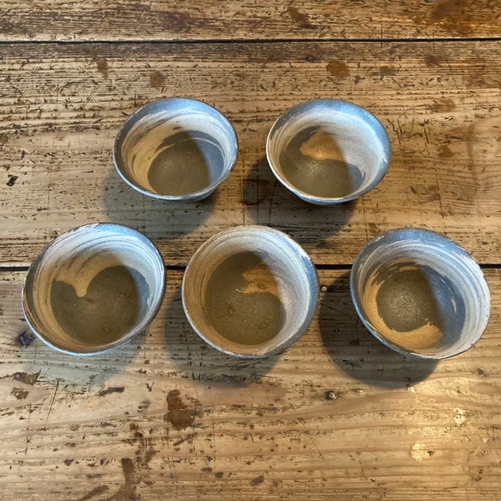 煎茶椀　汲出茶碗　茶杯　粉引　刷毛目　煎茶道具　骨董　民藝