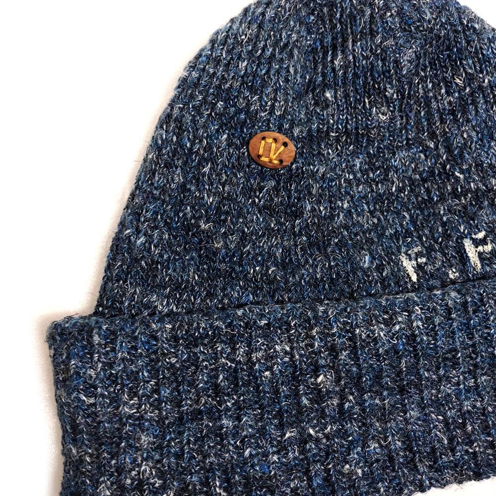 美品 45R✨45rpm インディゴ リネン ニット帽 キャップ Rボタン