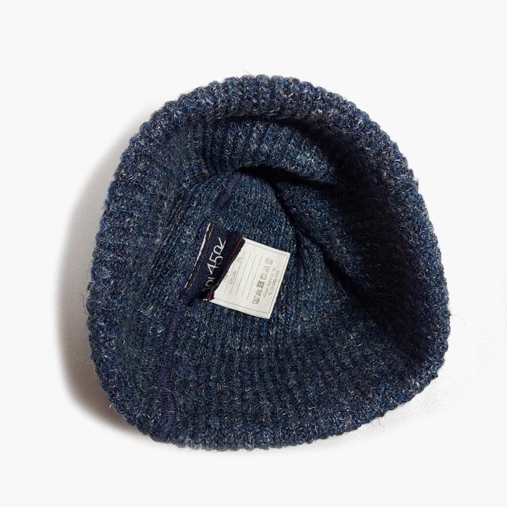 美品 45R✨45rpm インディゴ リネン ニット帽 キャップ Rボタン
