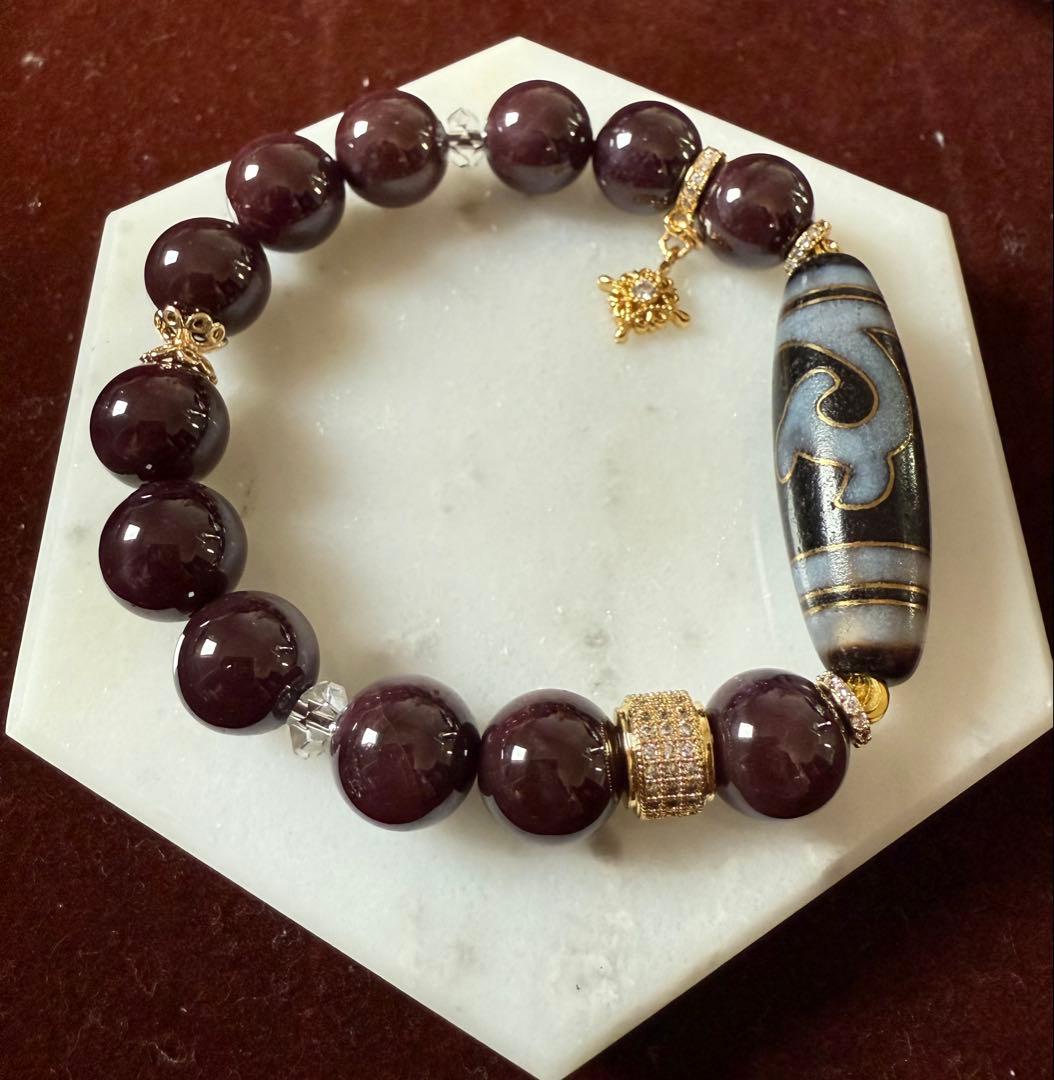 小シバ様♡緑度母天珠ブレスレット　金線　1点物