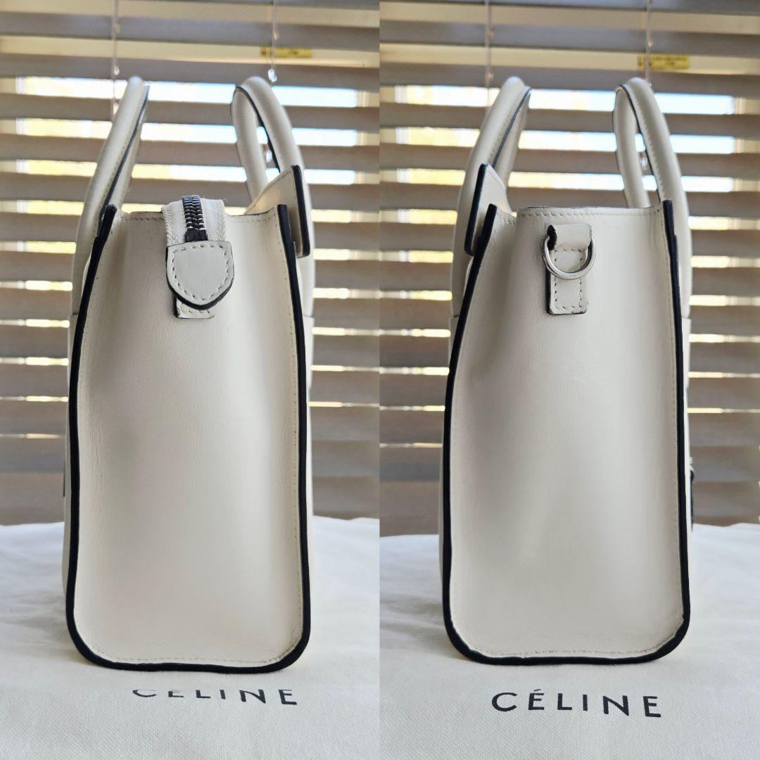 ⭐CELINE⭐ セリーヌ ナノラゲージ ハンドバッグ ホワイト ショルダー付き