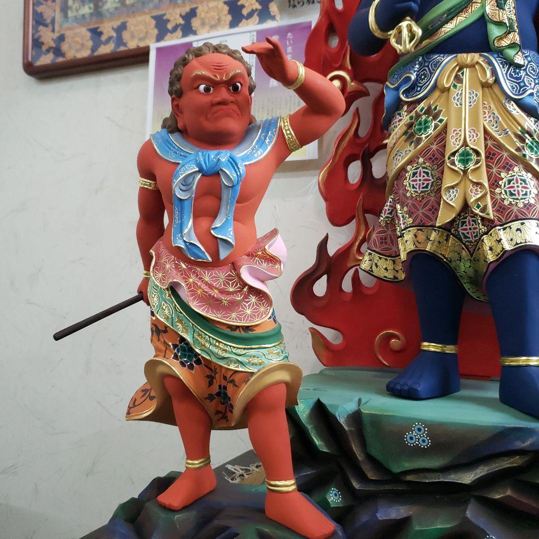 Ｂフライデー送料無料★極彩色 不動明王三尊像2尺★矜羯羅童子・制多迦童子1尺