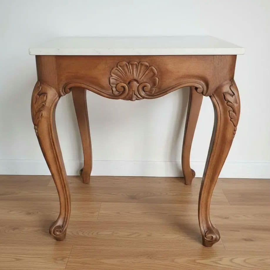 【訳あり】アンティーク 大理石調 猫脚コンソールテーブル サイドテーブル