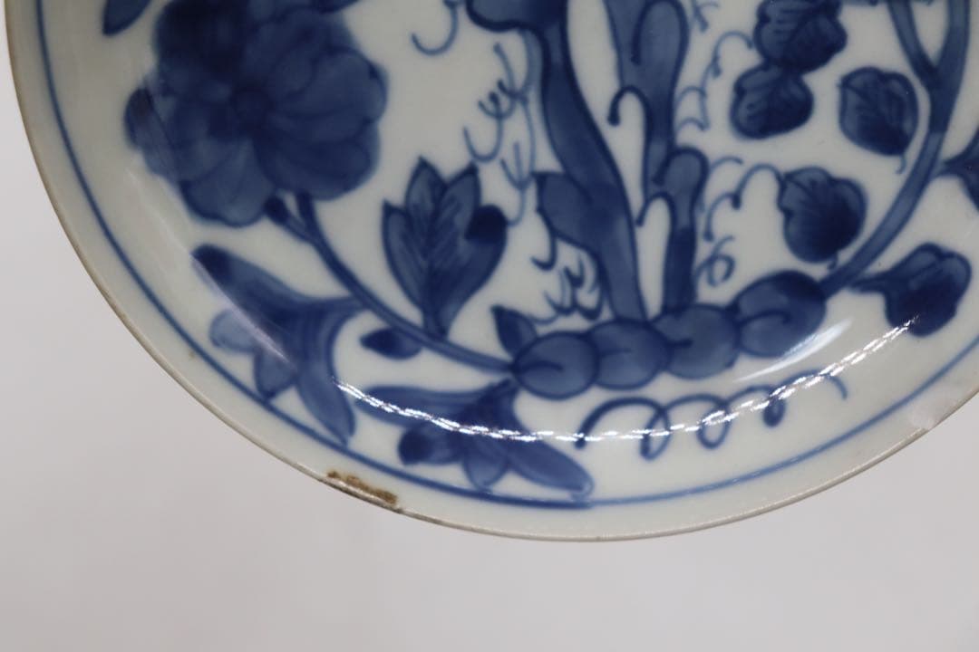 中国　明時代　染付花模様皿　アンティーク　送料込み0405