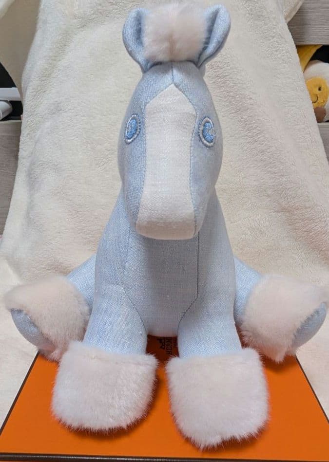 【お値下げ対応中/箱付】/HERMES/ぬいぐるみベビーエルミーブルー