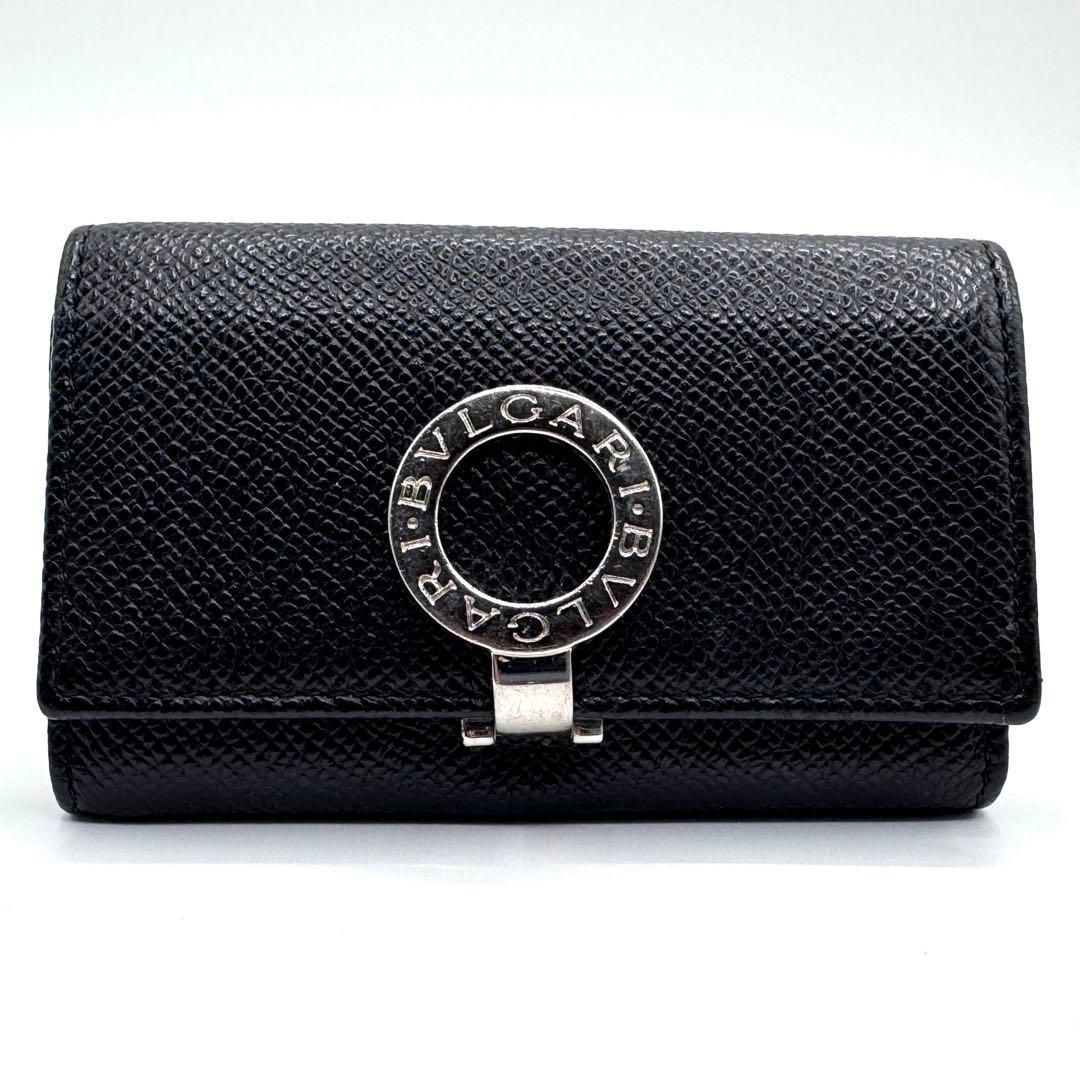 美品　付属品完備✨ブルガリ　6連　キーケース　ロゴクリップ　レザー　黒