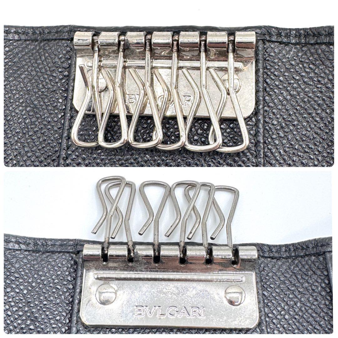 美品　付属品完備✨ブルガリ　6連　キーケース　ロゴクリップ　レザー　黒