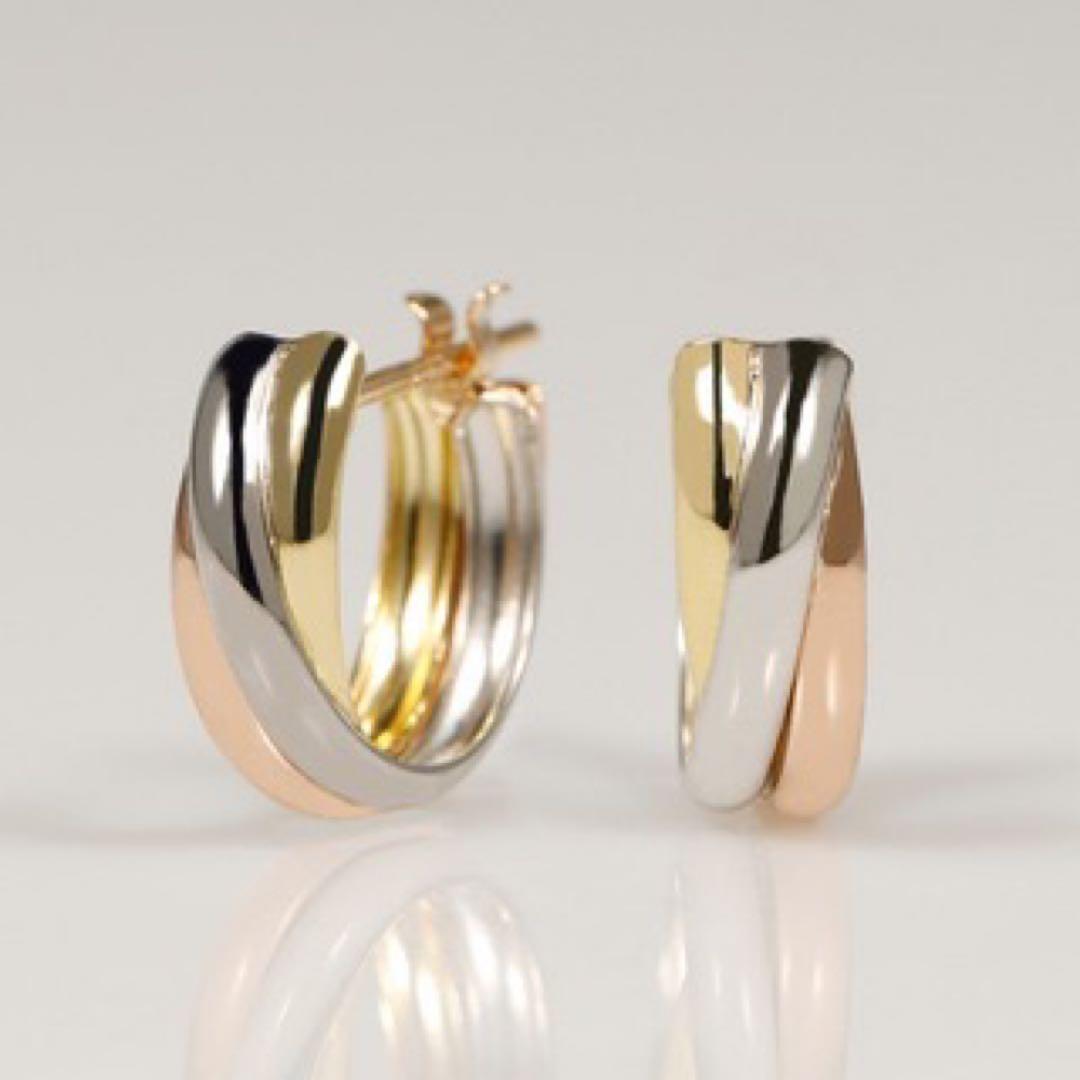 トリニティ　3連フープピアス（k18）（両耳）