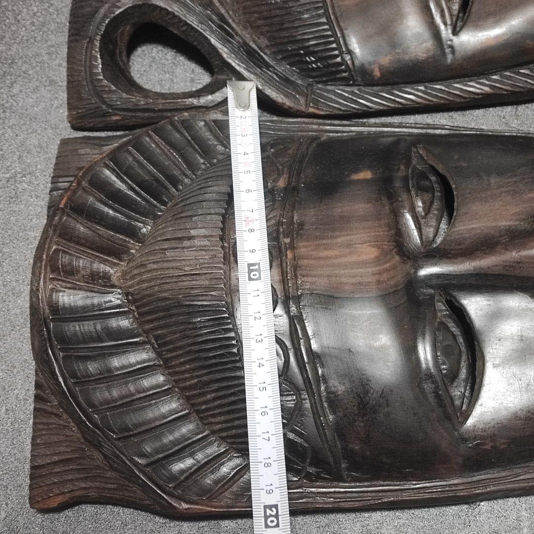 アフリカ　セネガル　木彫 お面 マスク　黒檀　エボニー　祭祀　王冠　壁掛け古美術