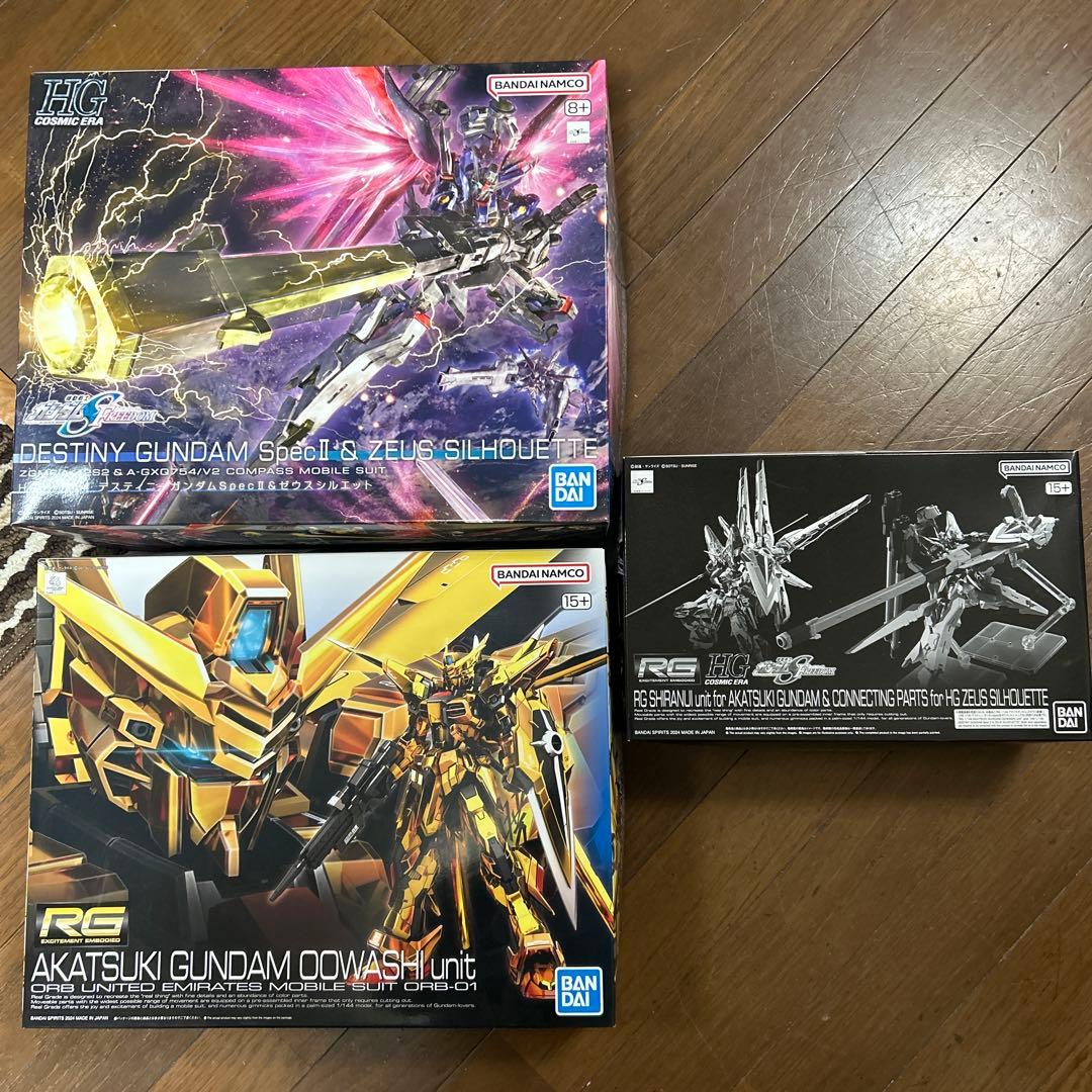 HGデスティニーガンダムspecII + RGアカツキ + シラヌイパックセット
