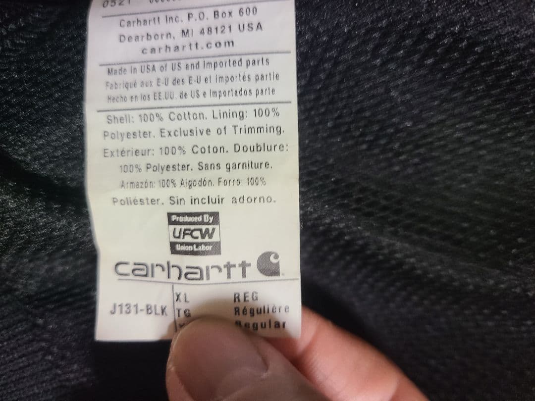 ZUHI専用　Carhartt ブラック フード付きジャケット XL