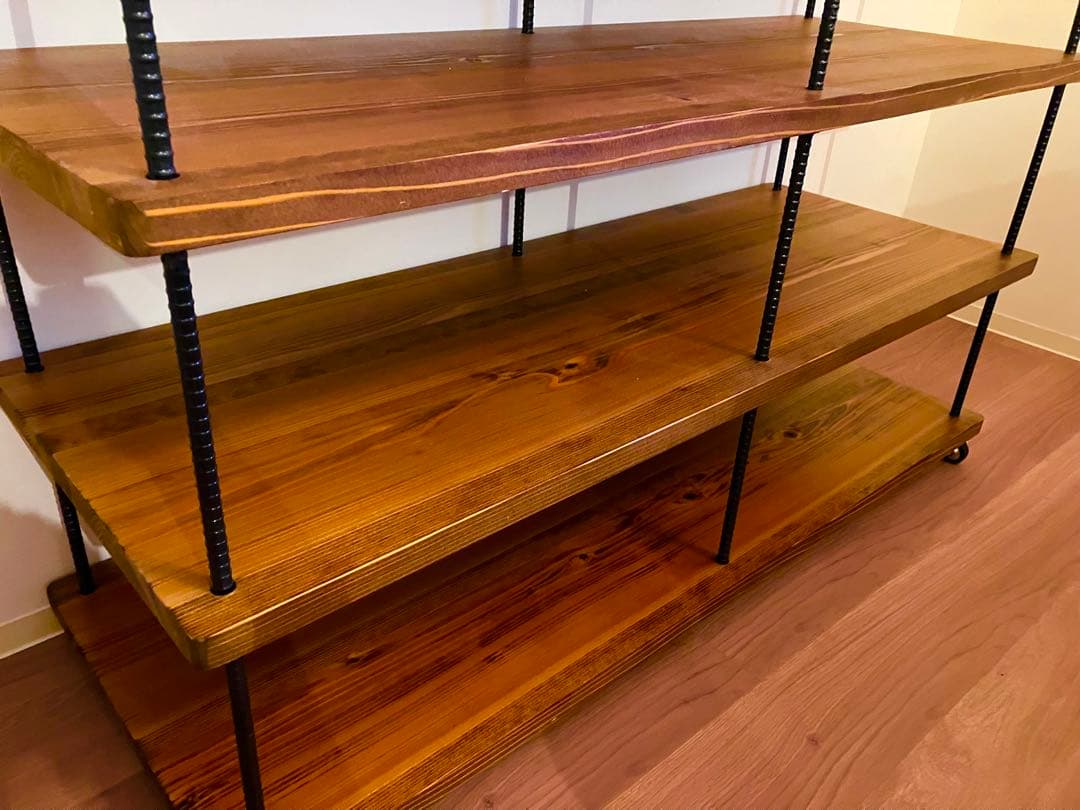 【売り切り】木製4段棚キャスター付