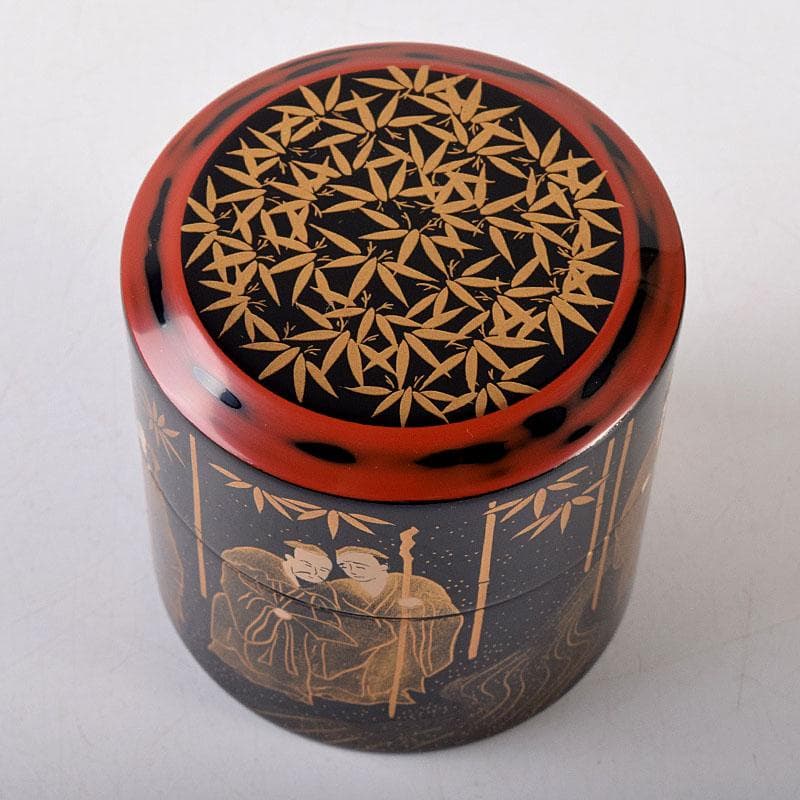 茶道具　吉田祥雲作　七賢人蒔絵　面根来塗　茶器　共箱　V　8157