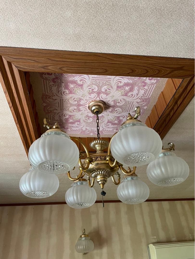 アンティーク昭和レトロ6灯x1と1灯x1シャンデリア