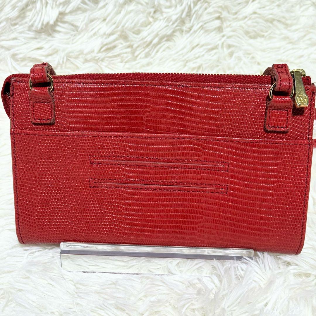 【✨美品✨】ヴィオラドーロ リザード型押しレザー 横型スマートフォンポシェット