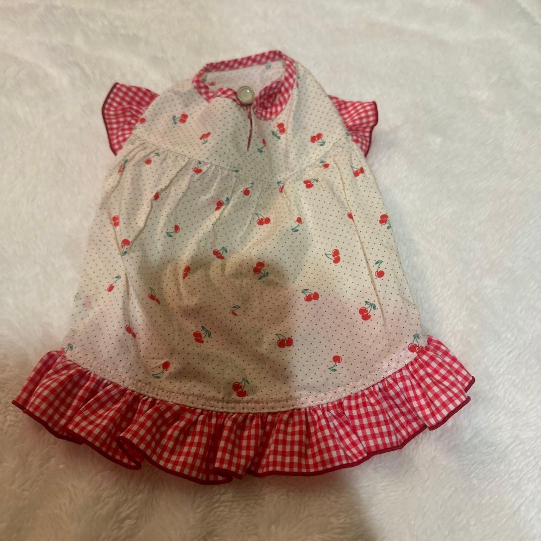 最終金額アトリエGGチェリー柄フリル犬服