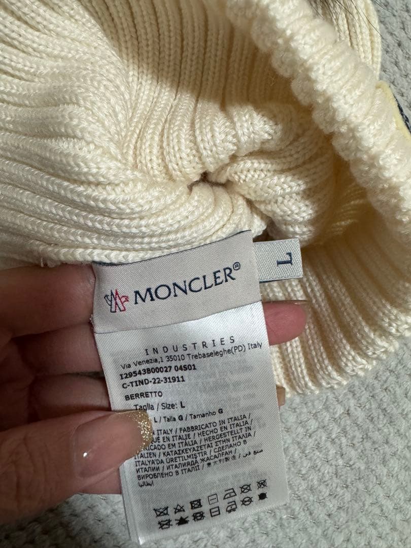 MONCLER アイボリー ニット帽 L