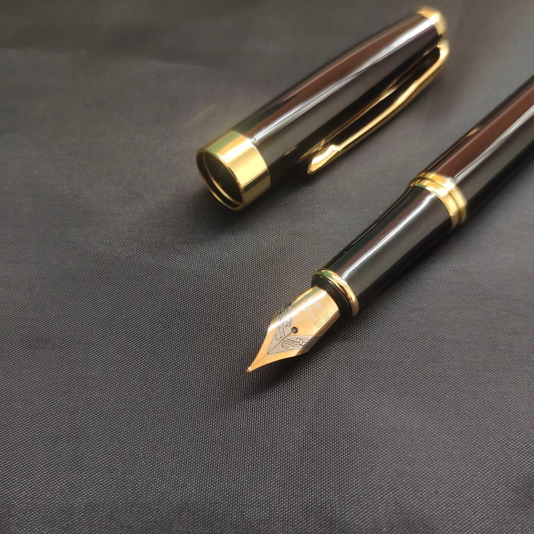 @黒い万年筆 金メッキ装飾671